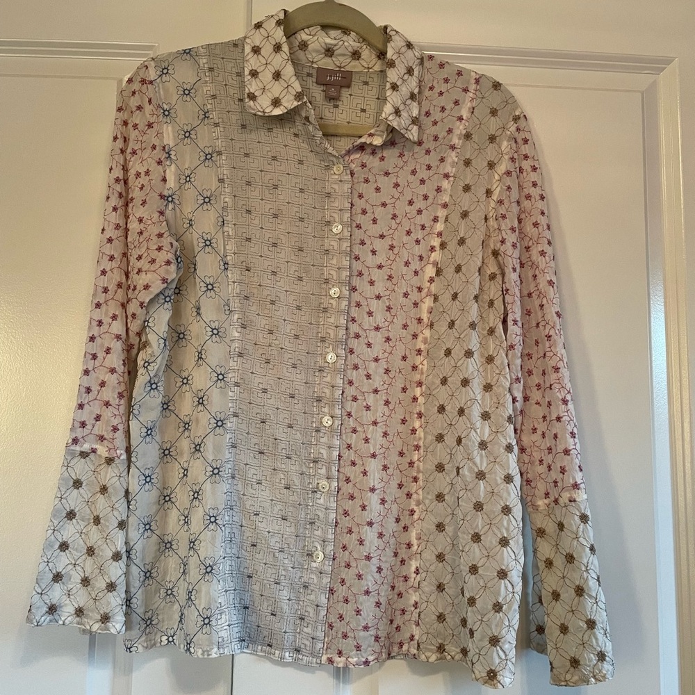 J. Jill Sheer Embroidered Blouse